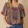 She She Boutique Boho Print Top - Plum Combo OR Rust Combo NEW ARRIVALS