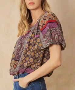 She She Boutique Boho Print Top - Plum Combo OR Rust Combo NEW ARRIVALS