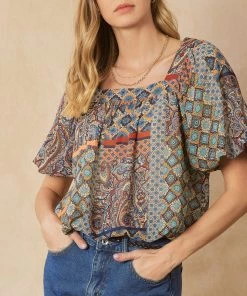 She She Boutique Boho Print Top - Plum Combo OR Rust Combo NEW ARRIVALS