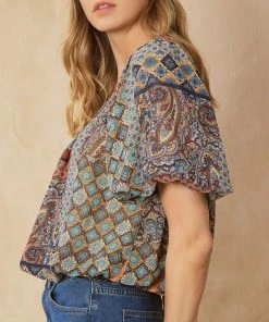 She She Boutique Boho Print Top - Plum Combo OR Rust Combo NEW ARRIVALS