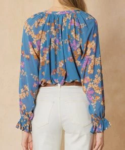 She She Boutique Floral Print Top - Blue OR Black