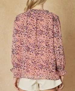 She She Boutique NEW ARRIVALS Printed V-Neck Blouse - Mauve