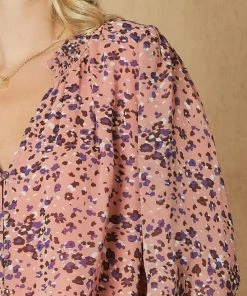 She She Boutique NEW ARRIVALS Printed V-Neck Blouse - Mauve