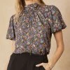 She She Boutique Floral Print Bubble Sleeve Top - Black Combo 2 She She Boutique Floral Print Bubble Sleeve Top - Black Combo