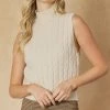 She She Boutique NEW ARRIVALS Cable Knit Sleeveless Sweater Top - Natural OR Taupe