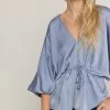 She She Boutique NEW ARRIVALS Satin V-Neck Top - Slate