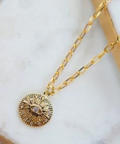 She She Boutique Undone Gold Necklace - Flat Curb, Rope, Crescent, Evil Eye, Flower, Heart, Medallion, Star Medallion OR Star Tag JEWELRY