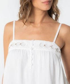 She She Boutique CLOTHING Crochet Trim Tank Top - White