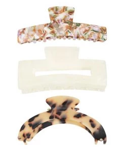 She She Boutique ACCESSORIES 3-Piece Hair Clip Set - Floral, Ivory & Tortoise