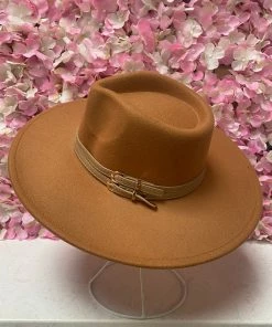 She She Boutique Double Buckle Band Hat - Khaki ACCESSORIES