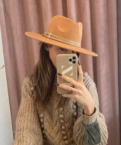She She Boutique Double Buckle Band Hat - Khaki ACCESSORIES