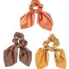 She She Boutique Satin Hair Scrunchie With Tie - Brown, Rust OR Gold