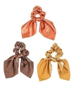 She She Boutique Satin Hair Scrunchie With Tie - Brown, Rust OR Gold