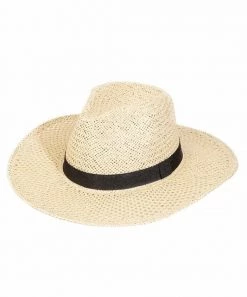 She She Boutique Classic Straw Hat With Black Band - Ivory