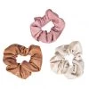 She She Boutique ACCESSORIES Faux Leather Scrunchie Set Of Three - Pink, Beige & Brown