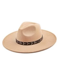 She She Boutique Fedora Hat With Studded Accent Band