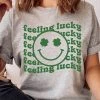 She She Boutique CLOTHING Feeling Lucky Tee - Heather Grey/Green