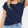 She She Boutique Twist Hem Top - Navy