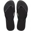 She She Boutique Havaianas Slim Glitter II Flip Flops - Black/Dark Grey