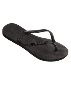 She She Boutique Havaianas Slim Glitter II Flip Flops - Black/Dark Grey