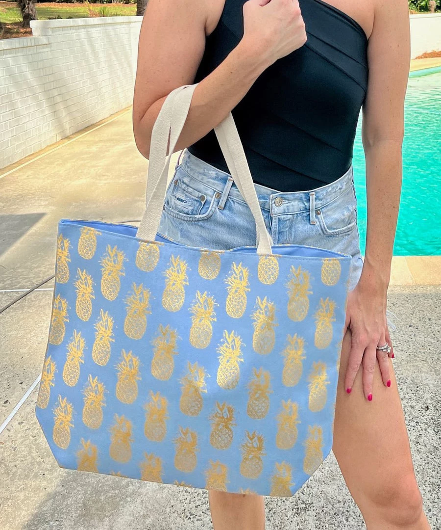 She She Boutique HANDBAGS Oceana Foil Pineapple Tote Bag - Navy, White, Mint, Coral OR Light Blue 7 She She Boutique HANDBAGS Oceana Foil Pineapple Tote Bag - Navy, White, Mint, Coral OR Light Blue