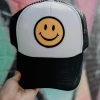 She She Boutique Smiley Face Trucker Hat - White/Black ACCESSORIES