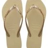 She She Boutique Havaianas Slim Glitter II Flip Flops - Sand Grey