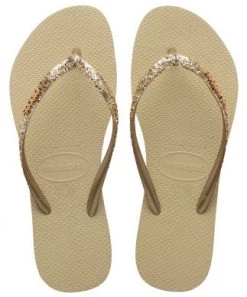 She She Boutique Havaianas Slim Glitter II Flip Flops - Sand Grey