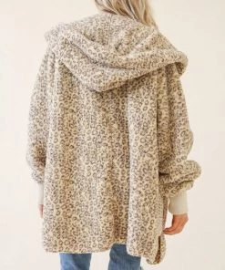 She She Boutique CLOTHING Leopard Sherpa Jacket - Cream Leopard