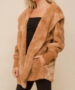 She She Boutique CLOTHING Tie Dye Sherpa Jacket - Brown