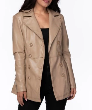 She She Boutique Faux Leather Jacket - Khaki CLOTHING 3 She She Boutique Faux Leather Jacket - Khaki CLOTHING