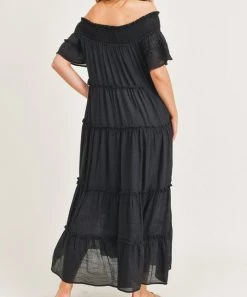 She She Boutique Off The Shoulder Maxi Dress - Black CLOTHING