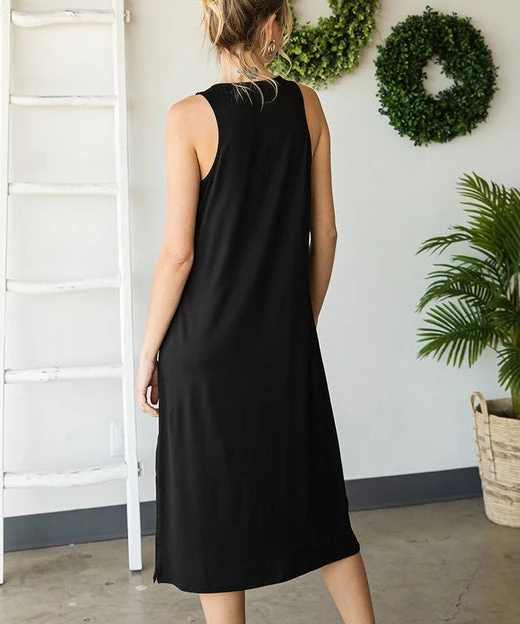 She She Boutique CLOTHING Sleeveless Midi Dress - Black 6 She She Boutique CLOTHING Sleeveless Midi Dress - Black
