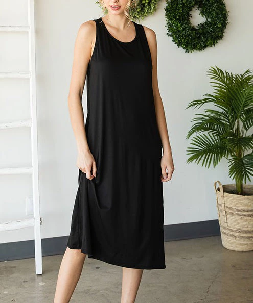 She She Boutique CLOTHING Sleeveless Midi Dress - Black 5 She She Boutique CLOTHING Sleeveless Midi Dress - Black