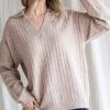 She She Boutique Textured Pullover Sweater - Ivory OR Taupe CLOTHING