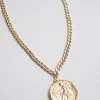 She She Boutique Textured Snake Chain Necklace With Coin - Gold