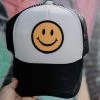She She Boutique ACCESSORIES Smiley Face Hat - Black/White
