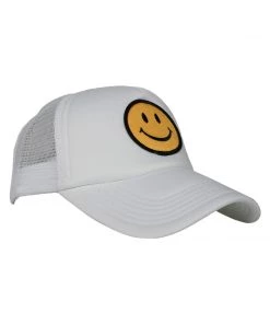 She She Boutique ACCESSORIES Smiley Face Hat - White