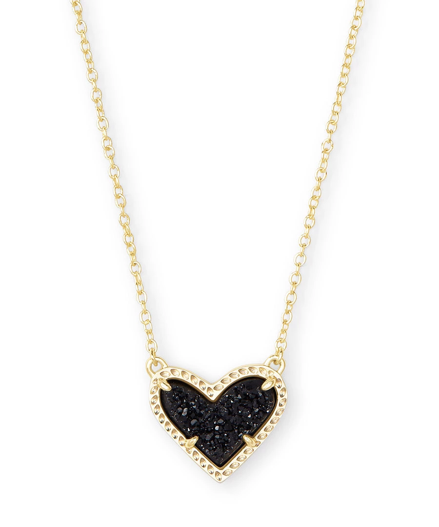 Kendra Scott Ari Heart Pendant Necklace - Black Drusy/Gold 3 Kendra Scott Ari Heart Pendant Necklace - Black Drusy/Gold