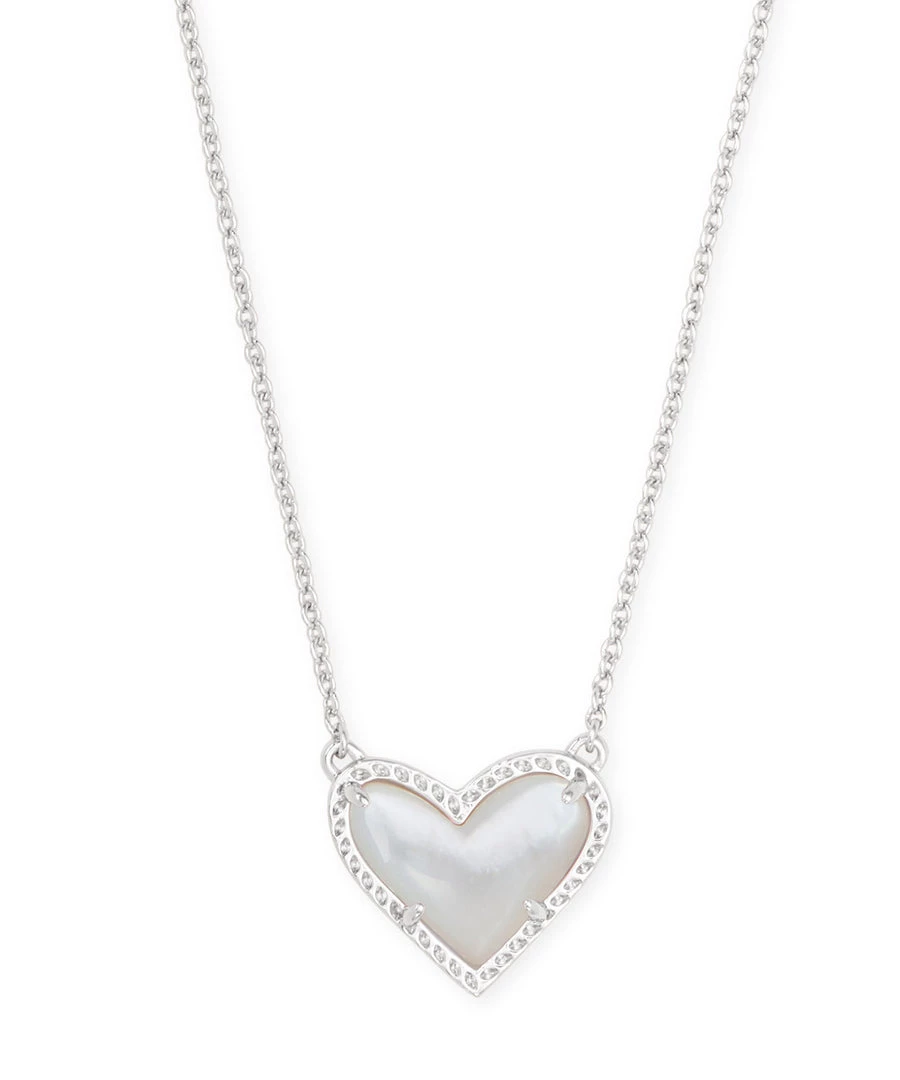Kendra Scott Ari Heart Pendant Necklace - Ivory Mother Of Pearl/Silver JEWELRY 3 Kendra Scott Ari Heart Pendant Necklace - Ivory Mother Of Pearl/Silver JEWELRY