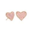Kendra Scott Ari Heart Rose Gold Earrings - Light Pink Drusy JEWELRY