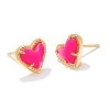 She She Boutique HANDBAGS Kendra Scott Ari Heart Stud Earrings - Neon Pink, Neon Yellow OR Light Blue Magnesite