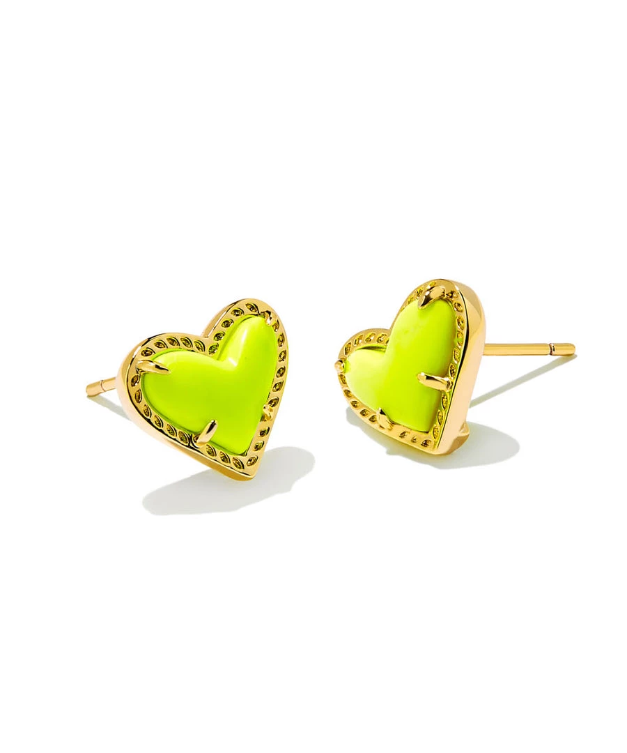 She She Boutique HANDBAGS Kendra Scott Ari Heart Stud Earrings - Neon Pink, Neon Yellow OR Light Blue Magnesite 5 She She Boutique HANDBAGS Kendra Scott Ari Heart Stud Earrings - Neon Pink, Neon Yellow OR Light Blue Magnesite