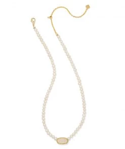 JEWELRY Kendra Scott Beaded Elisa Necklace Iridescent - Gold/Iridescent OR Silver/Gray