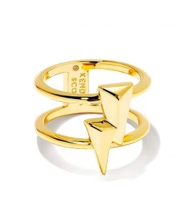 She She Boutique JEWELRY Kendra Scott Bolt Double Band Ring - Gold