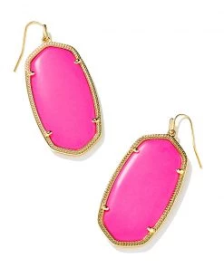 She She Boutique Kendra Scott Danielle Statement Earrings - Neon Pink, Neon Yellow OR Light Blue Magnesite