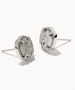 Kendra Scott Davie Drusy Stud Earrings - Gold/Iridescent OR Silver/Platinum