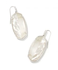 JEWELRY Kendra Scott Elle Intarsia Drop Earrings - Gold/White, Gold/Pink OR Silver/White