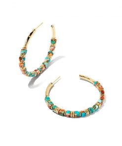 She She Boutique Kendra Scott Ember Hoop Earrings - Gold/Turquoise, Silver/Turquoise, Gold/White