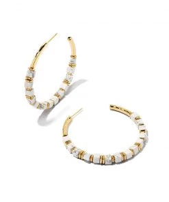 She She Boutique Kendra Scott Ember Hoop Earrings - Gold/Turquoise, Silver/Turquoise, Gold/White